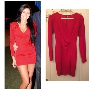 WINDSOR red long sleeve mini dress.
