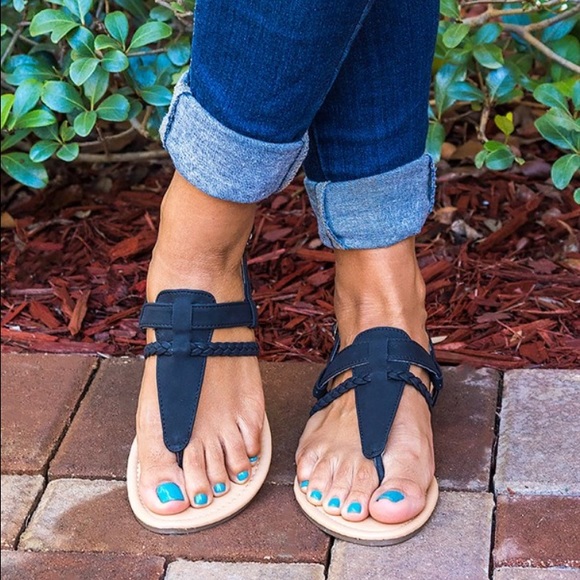 Anna Shoes - NWT Basic Black Braided Sandals