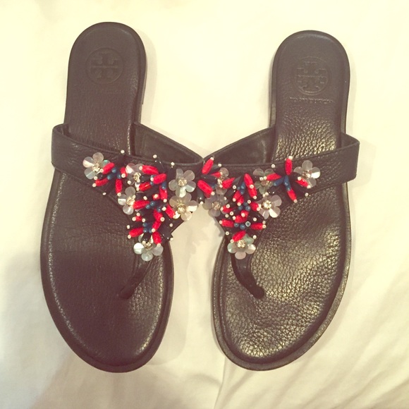 TORY BURCH GENTLY WORN BEADED SANDAL