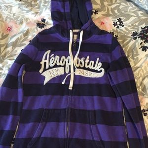 Aeropostale Purple and Black Striped Sweatshirt