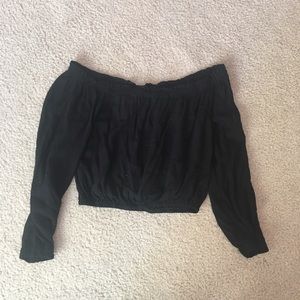 Black Off the Shoulder Crop Top
