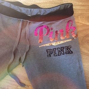 PINK Victoria Secret LE Grey Sweats w/ sequins