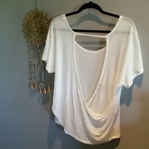Free People Open-Back White Tee