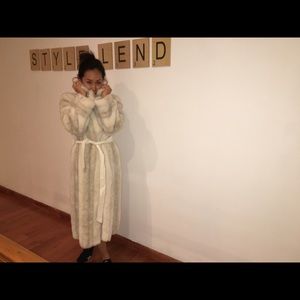 Faux fur ankle length cream coat. Burning man.