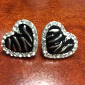 Black, Silver, & Crystal heart shaped earrings
