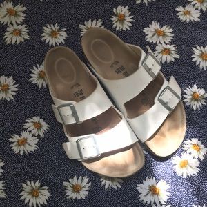 White Classic Birkenstock Sandals