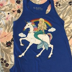 Mermaid Riding Unicorn Racerback Tank Top
