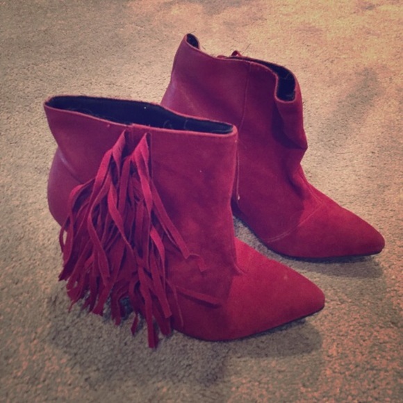 Red Fringe Booties