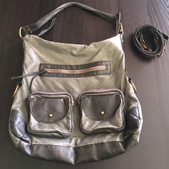 Black & Gray Convertible Distressed Bag