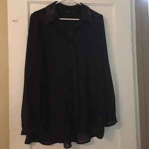 Sheer long sleeve button up