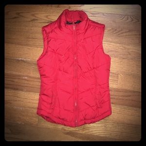 Red puffer vest