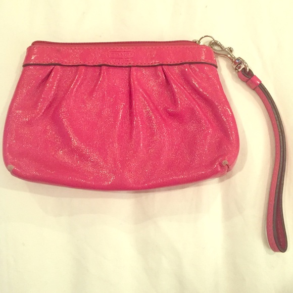 Coach hot pink wristlet