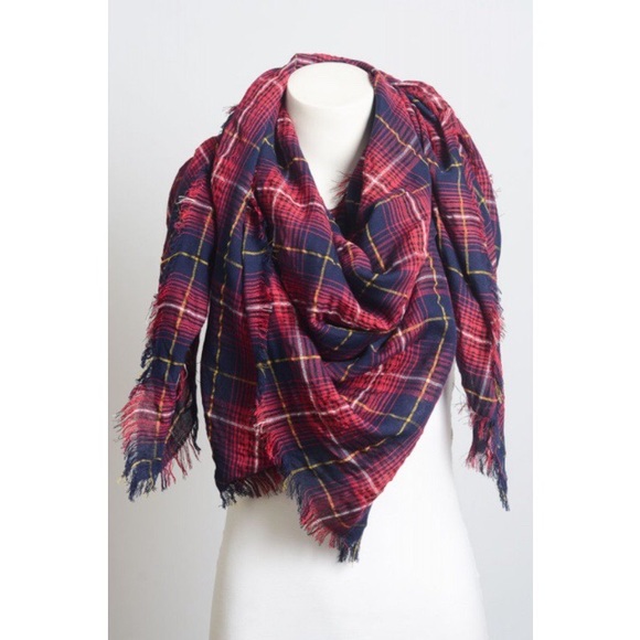SOLD OUT! Bright Plaid Fringe Scarf - Picture 2 of 2