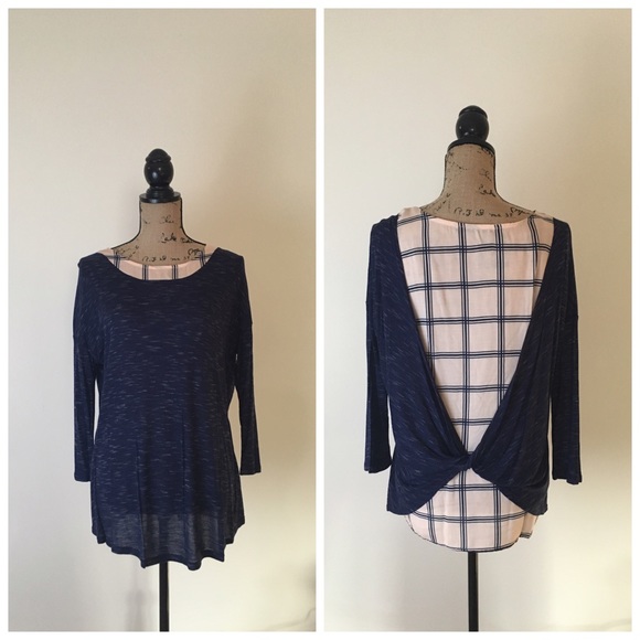 🆕Heathered Navy & Pale Peach Top - Picture 4 of 4