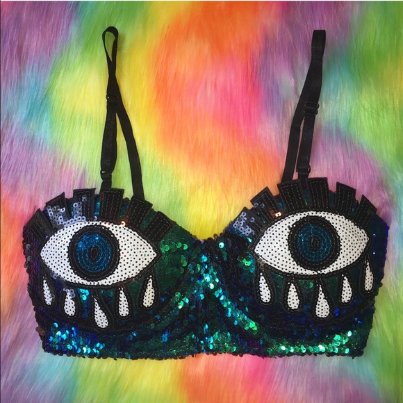 sequin holographic eye bra top👀 - Picture 3 of 3