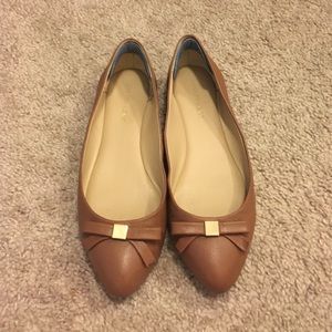 Saks Fifth Avenue tan leather flats
