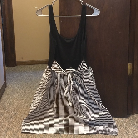 Black and white striped dress