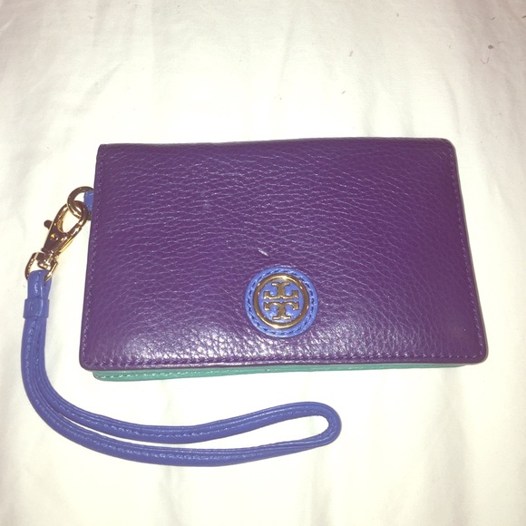 TORY BURCH BLUE AND GREEN WALLET