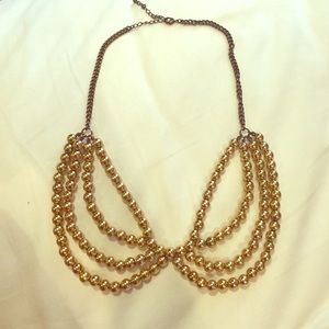 Gold Beaded Bib Necklace