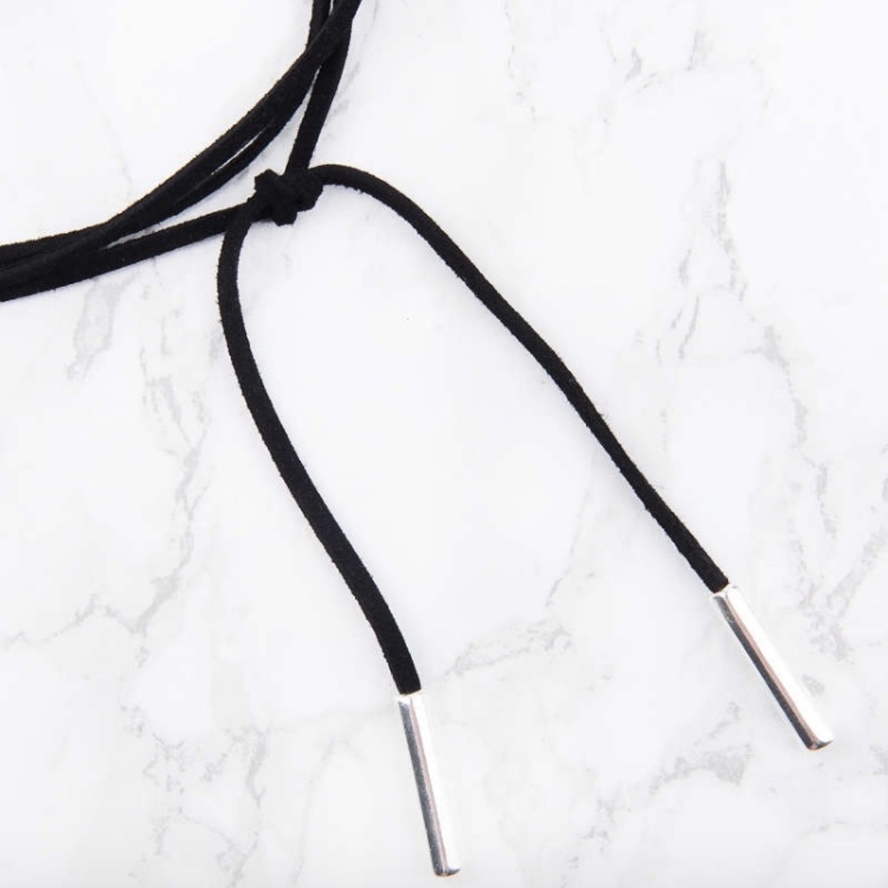 Black Suede Tie Choker - Picture 2 of 6