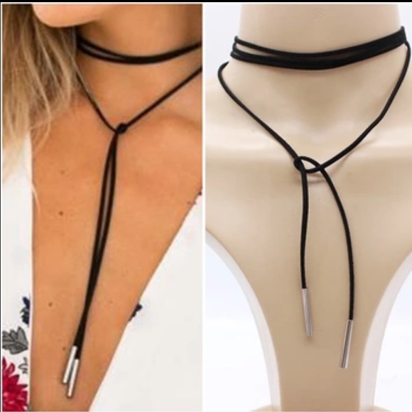 Black Suede Tie Choker - Picture 4 of 6