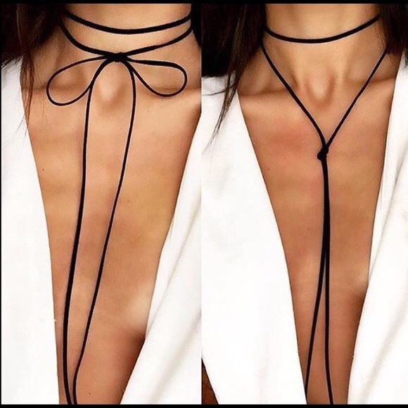 Black Suede Tie Choker - Picture 5 of 6