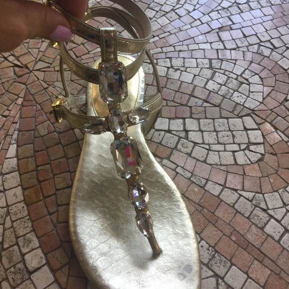 Michael Kors Gold Thong Gladiator jeweledSandalS/7