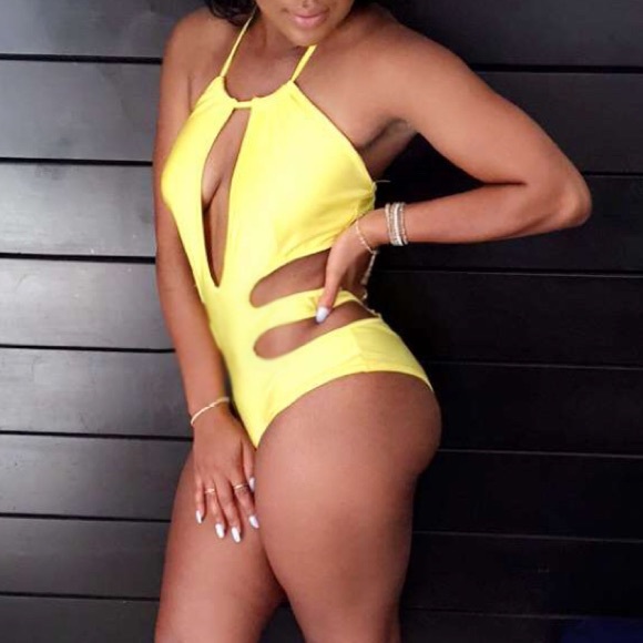 Yellow one piece swimsuit