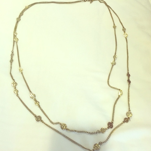 Hammered gold two strand necklace