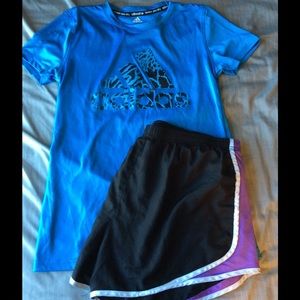 🐯Blue Animal Print Adidas Climalite Tee
