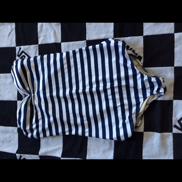 Retro striped one piece swim suit