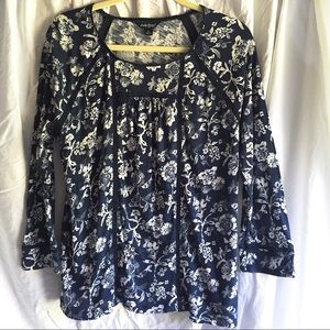 Lucky Brand Blue & White Floral Shirt