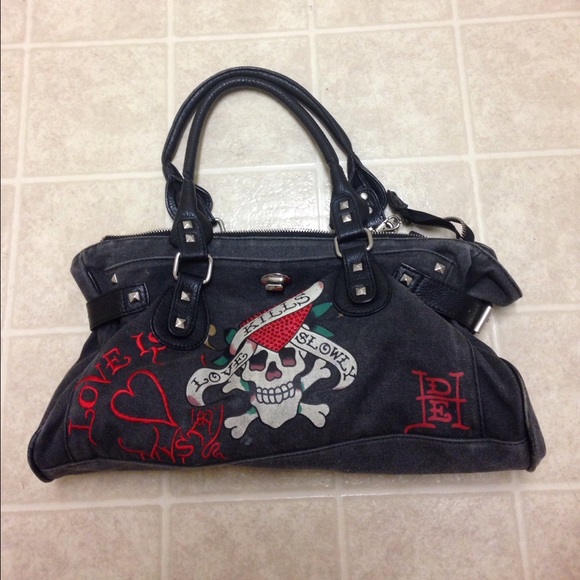 Ed Hardy gray cute handbag