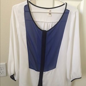 White and blue blouse