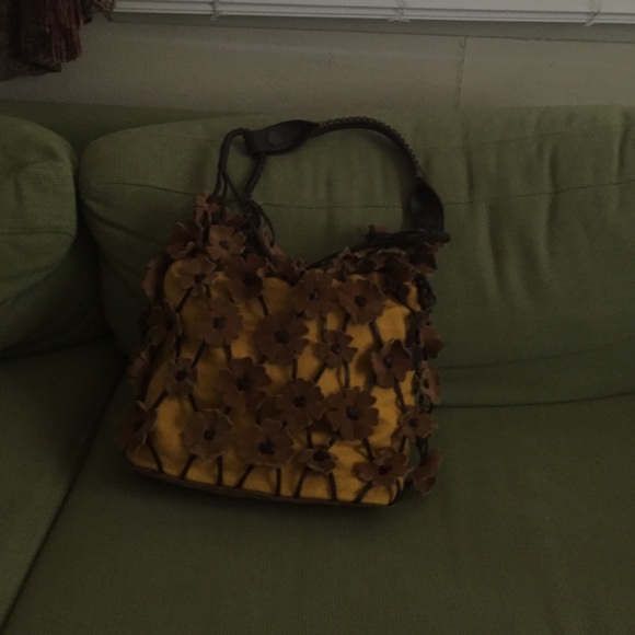 Lucky Brand bag. Yellow canvas and leather