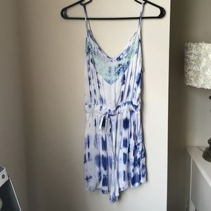 Blue and white tie dye romper from Earthbound