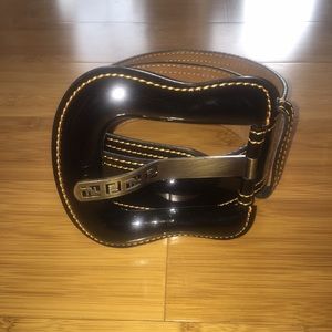 Fendi black patent leather wide belt
