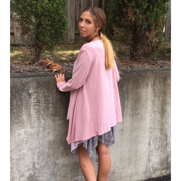 Blush Pink Open Long Cardigan - Picture 3 of 3