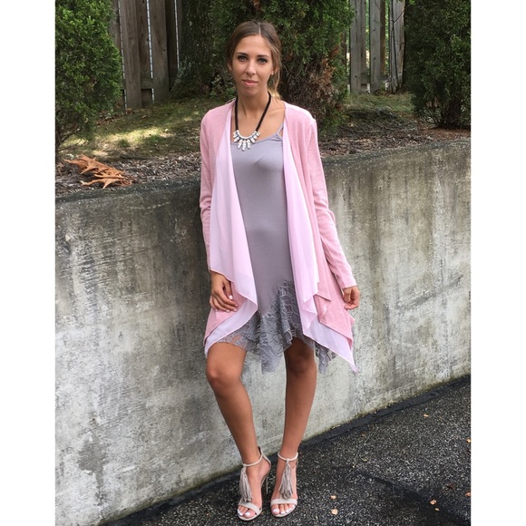 Blush Pink Open Long Cardigan - Picture 2 of 3