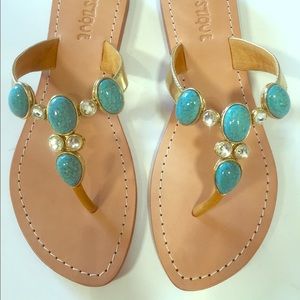 Turquoise thong sandals