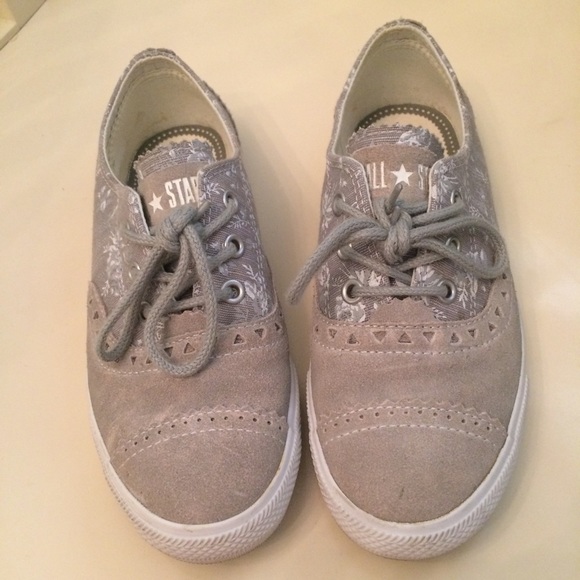 Grey Floral converse shoes
