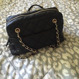 Black faux leather purse