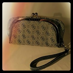 Blue Guess clutch/wristlet
