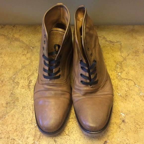 John Varvatos Tan Leather Boots