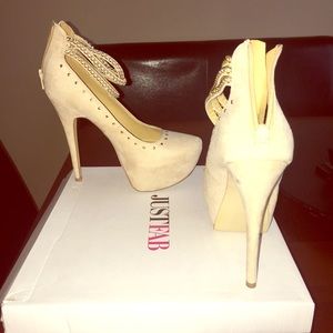 Nude heels with ankle straps