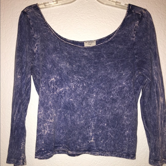 Acid wash 3/4 sleeve crop