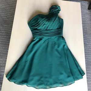 Emerald One shoulder dress