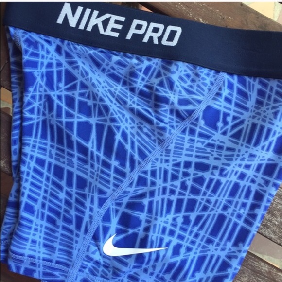 Brand New Blue scribble Nike Pro spandex shorts
