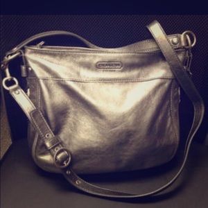 Metallic Silver Coach Purse