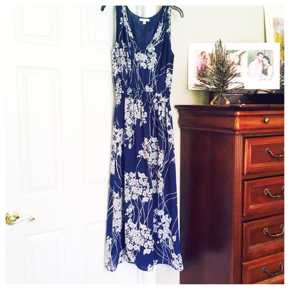 Sophie Max Studio V-Neck Chiffon Blue Floral  Maxi